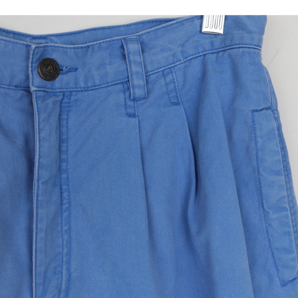 Vintage 90s LizWear Blue Cotton Pleated Long Trouser Shorts 8 - Picture 6 of 8